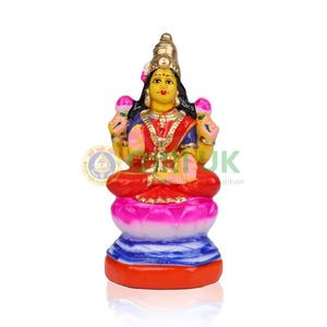 Lakshmi Sitting On Lotus Flower- 8 Inch | Giri Golu Doll/ Single Piece/ Clay/ Navratri Bommai/ Laxmi