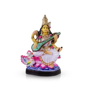 Saraswati Sitting On Lotus- 17 Inch | Giri Golu Doll/ Single Piece/ Paper Mache/ Navratri Bommai/ Gifts