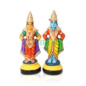 Pandurangan Rukmini Pair - 12 Inch | Giri Golu Doll/ Paper Mache/ Vitthal Rakhumai/ Navratri Bommai