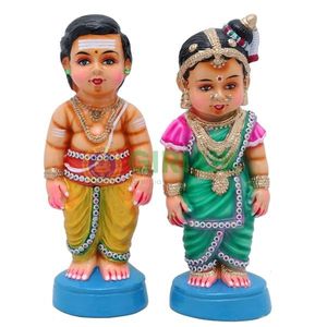 Young Couple Pair - 13 Inches | Giri Golu Doll/ Paper Mache/ Marriage/ Manavarai/ Iyer/ Bala Thirumanam/ Navratri Bommai