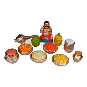 Maya Bazar Set - 7.5 Inch | Giri Golu Doll/ Clay/ Ghatotkacha with Food Varieties Set/ Navratri Bommai