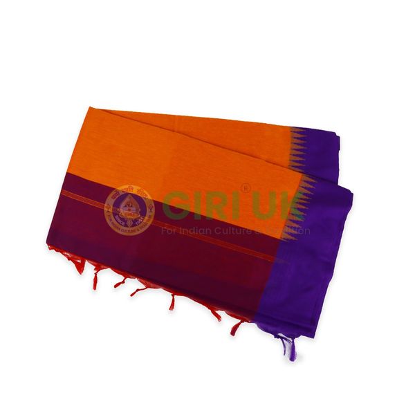 Traditional Kalyani Cotton Saree with Fancy Temple Border