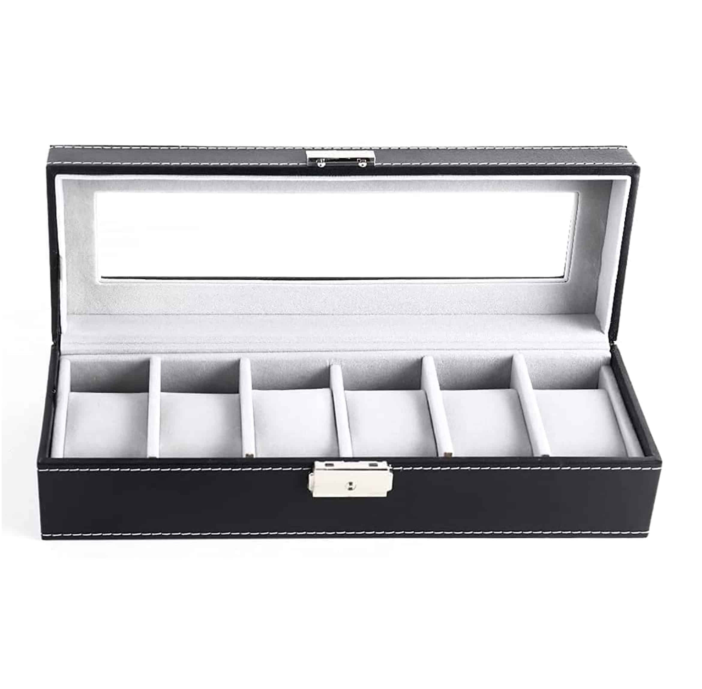 Killer Deals PU Leather 6 Slot Luxury Watch Organizer Display Case