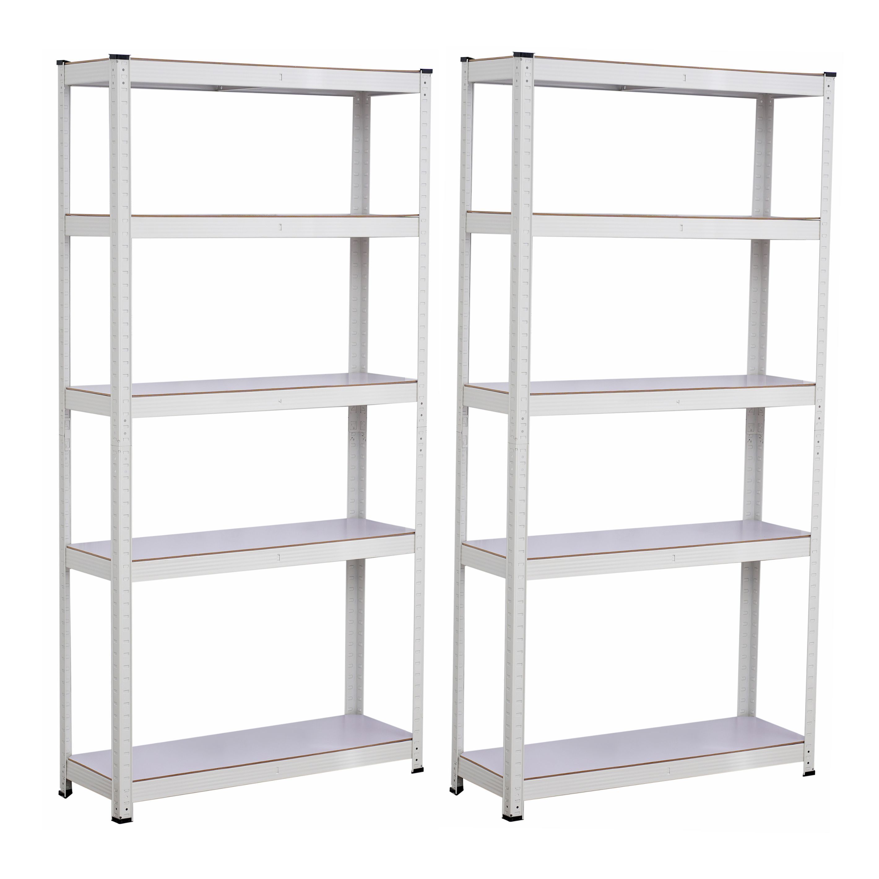 Infinity Homeware - 2 Units x 5 Tier Shelving - 90 x 30 x 180cm - All White