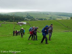 Members on the way to Holwick Scars