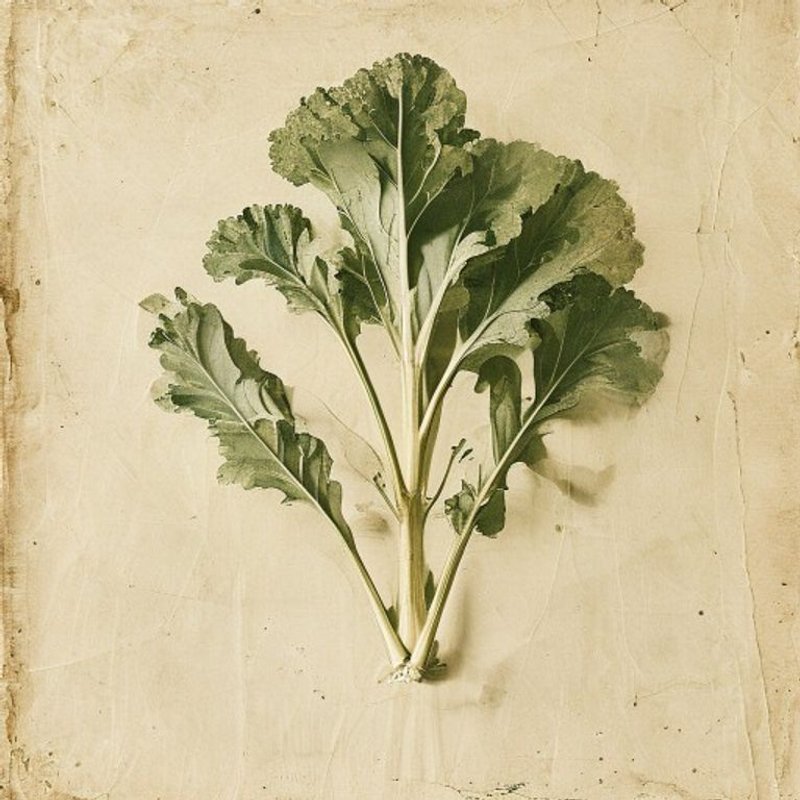 Brassica juncea integrifolia crispifolia (Curled Mustard) — botanical photograph