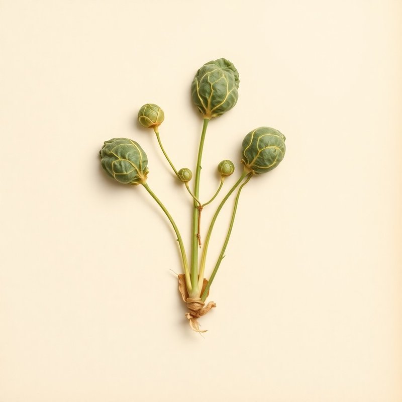 Brassica oleracea gemmifera (Brussel Sprouts) — botanical photograph