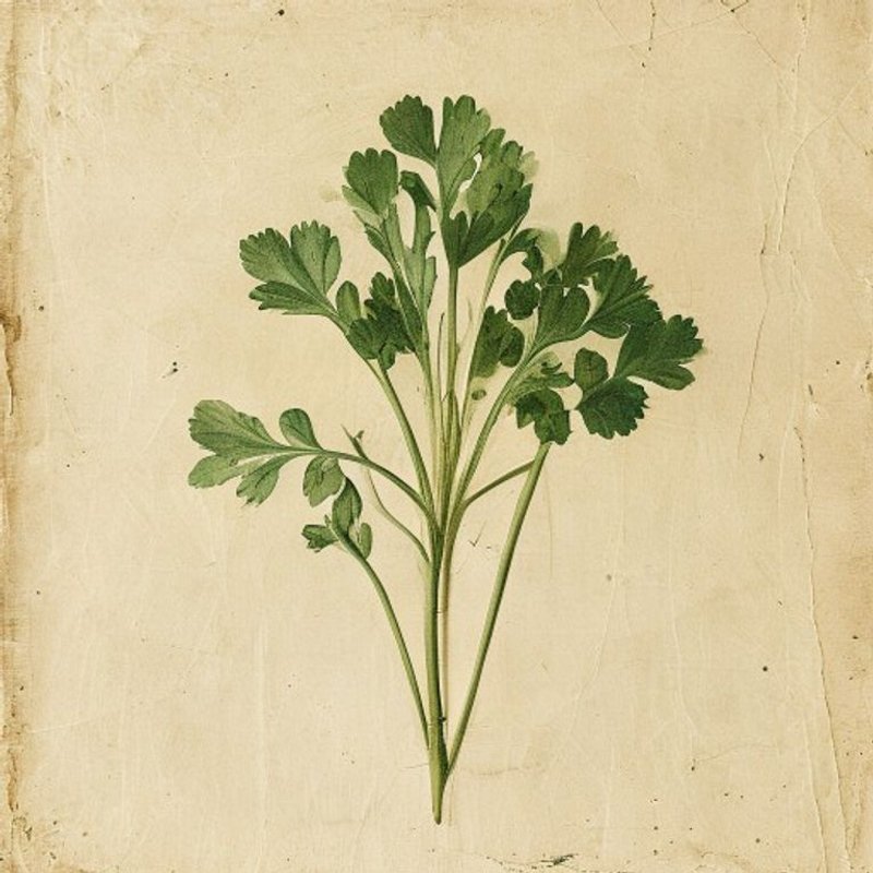Petroselinum crispum tuberosum (Hamburg Parsley) — botanical photograph