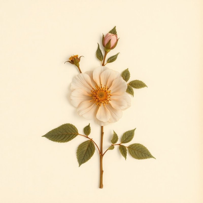 Rosa roxburghii (Sweet Chestnut Rose) — botanical photograph
