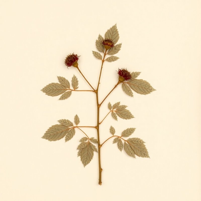 Rubus crataegifolius (Korean raspberry) — botanical photograph