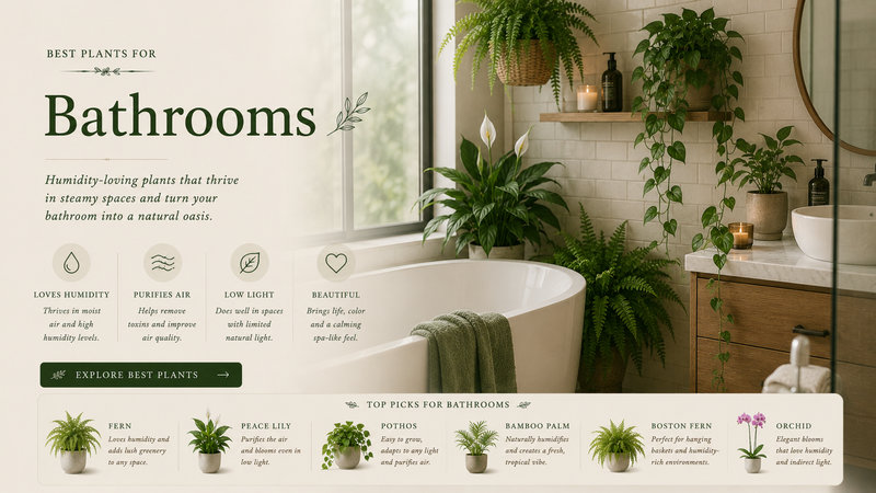 Best plants for bathroom — hero illustration