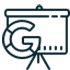 Icone de um flipchart com o logo do Google na cor azul escuro