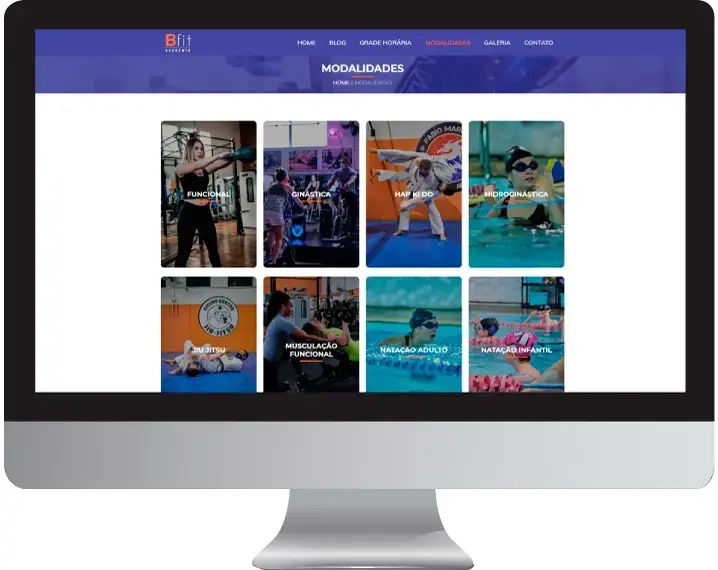 Imagem da página modalidades do site bfit