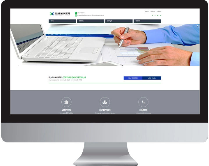 Imagem da página home do site dc modular