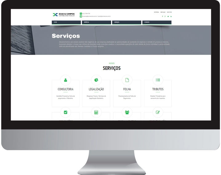 Imagem da página de servicos do site dc modular