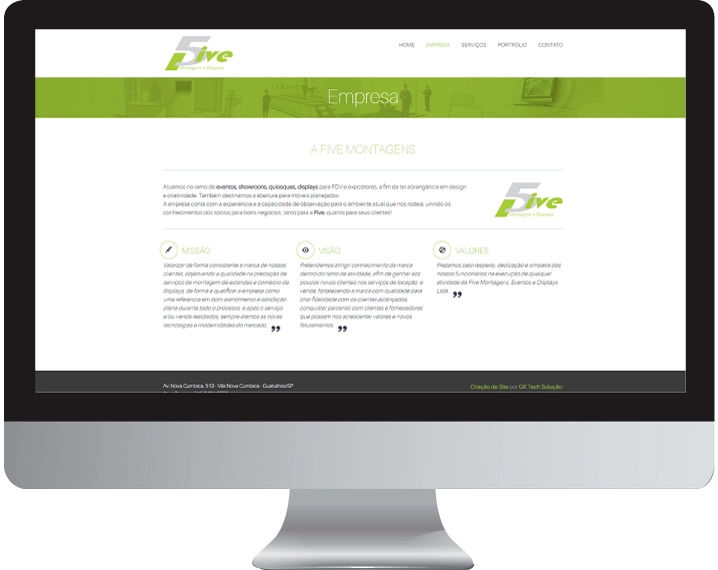 Imagem da página de empresa do site five montagens