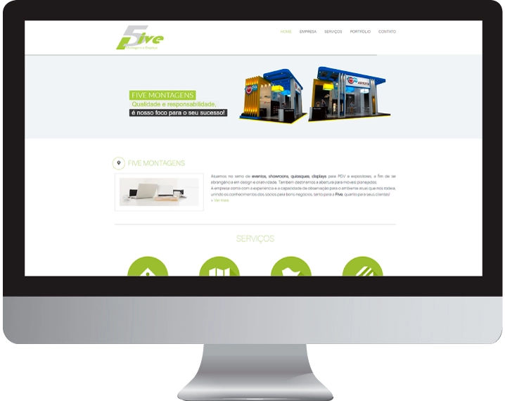 Imagem da página home do site five montagens