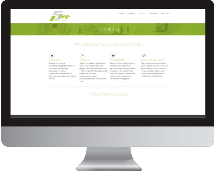 Imagem da página de serviços do site five montagens