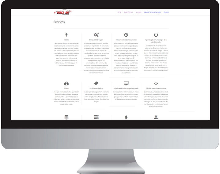 Imagem da página de serviços do site forcamit