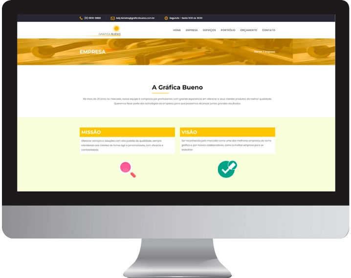 Imagem da página de empresa do site gráfica bueno