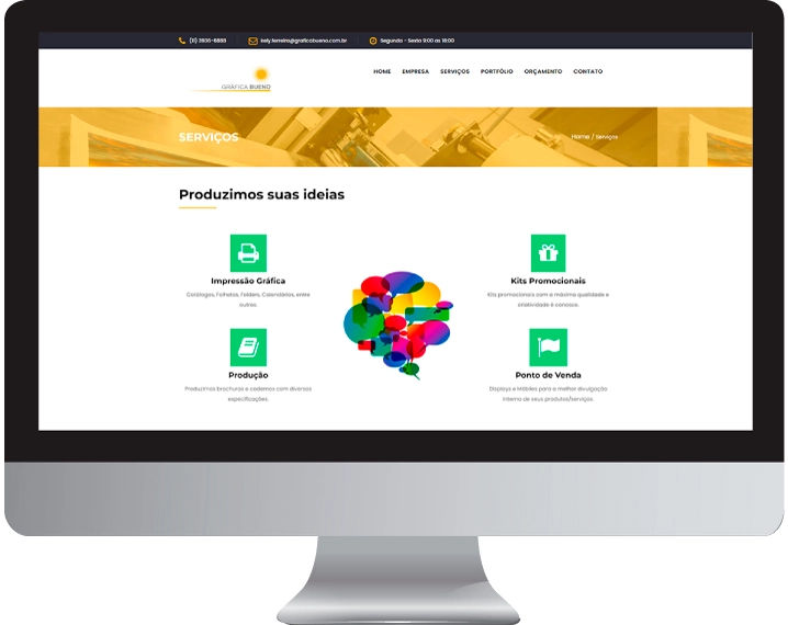 Imagem da página de serviços do site gráfica bueno