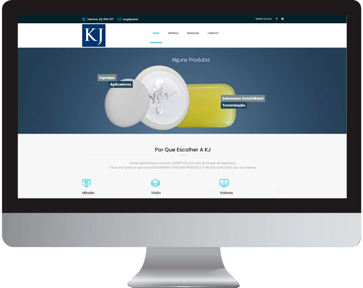 Imagem da página home do site kj industria