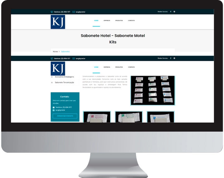 Imagem da página de produtos do site kj industria