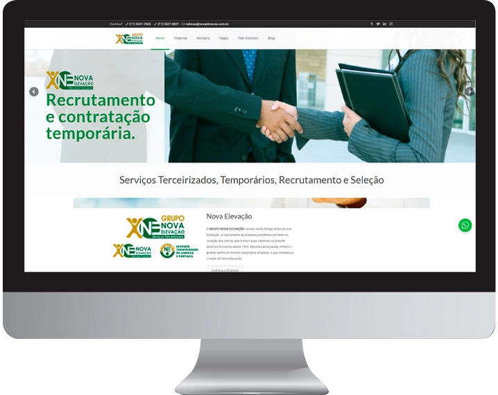 Imagem da página home do site nova elevacao