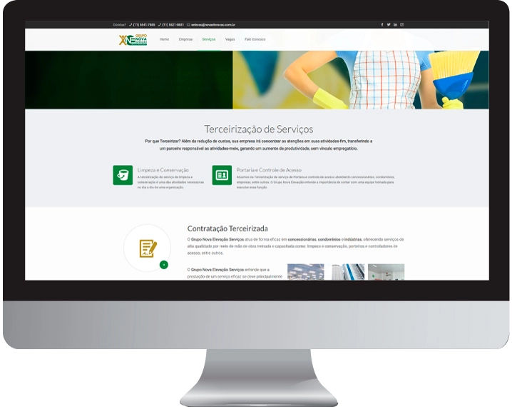 Imagem da página de serviços do site nova elevacao