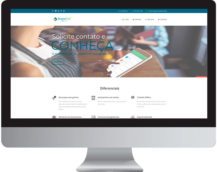 Imagem da página home do site sampasoft