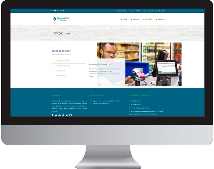 Imagem da página de serviços do site sampasoft