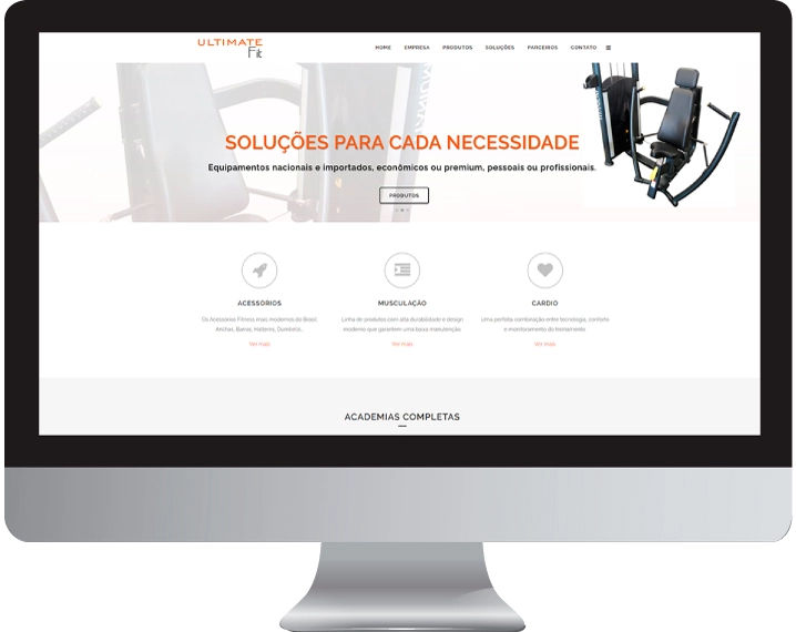 Imagem da página home do site ultimate fit