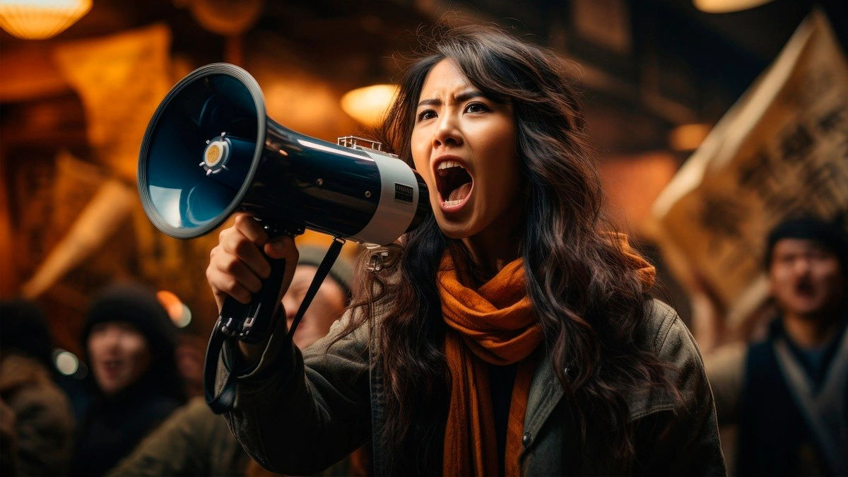 Imagem de mulher com megafone