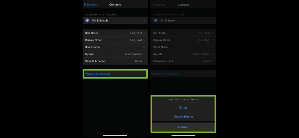 Import contacts from the SIM card on your iPhone