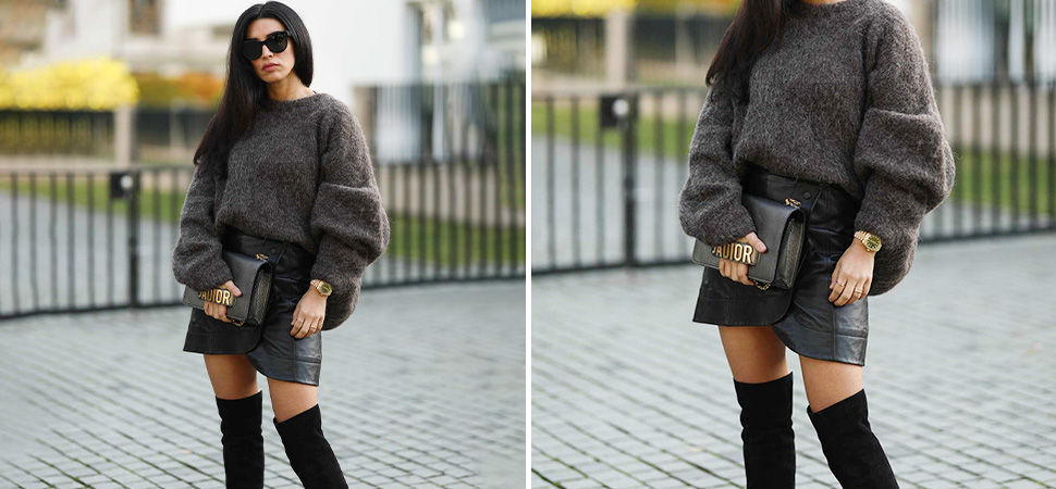 Oversized Sweater Dress with Mini Skirt