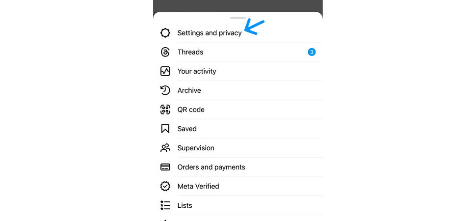 Tap the three horizontal lines in the top right corner, then select Settings and Privacy from the menu;