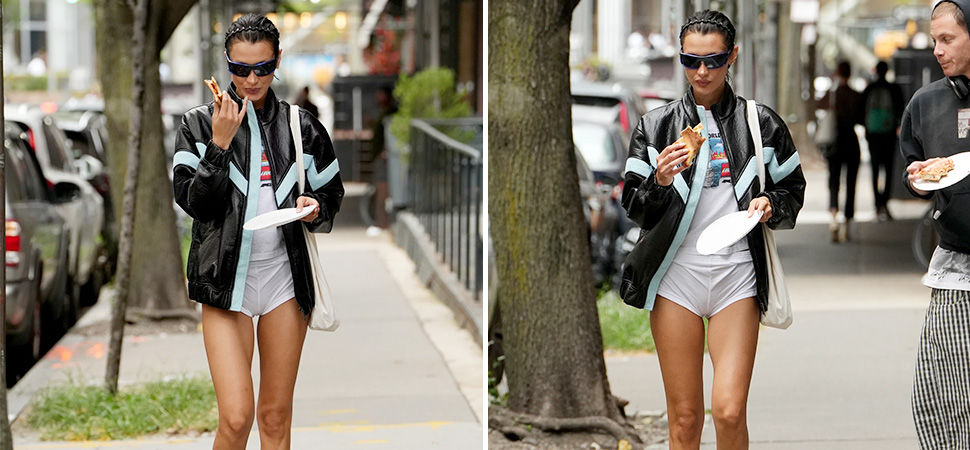 Bella Hadid’s No-Pants Outfit with Pizza