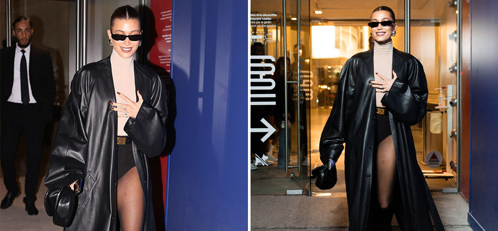 Hailey Bieber’s Pantless Outfit in Paris