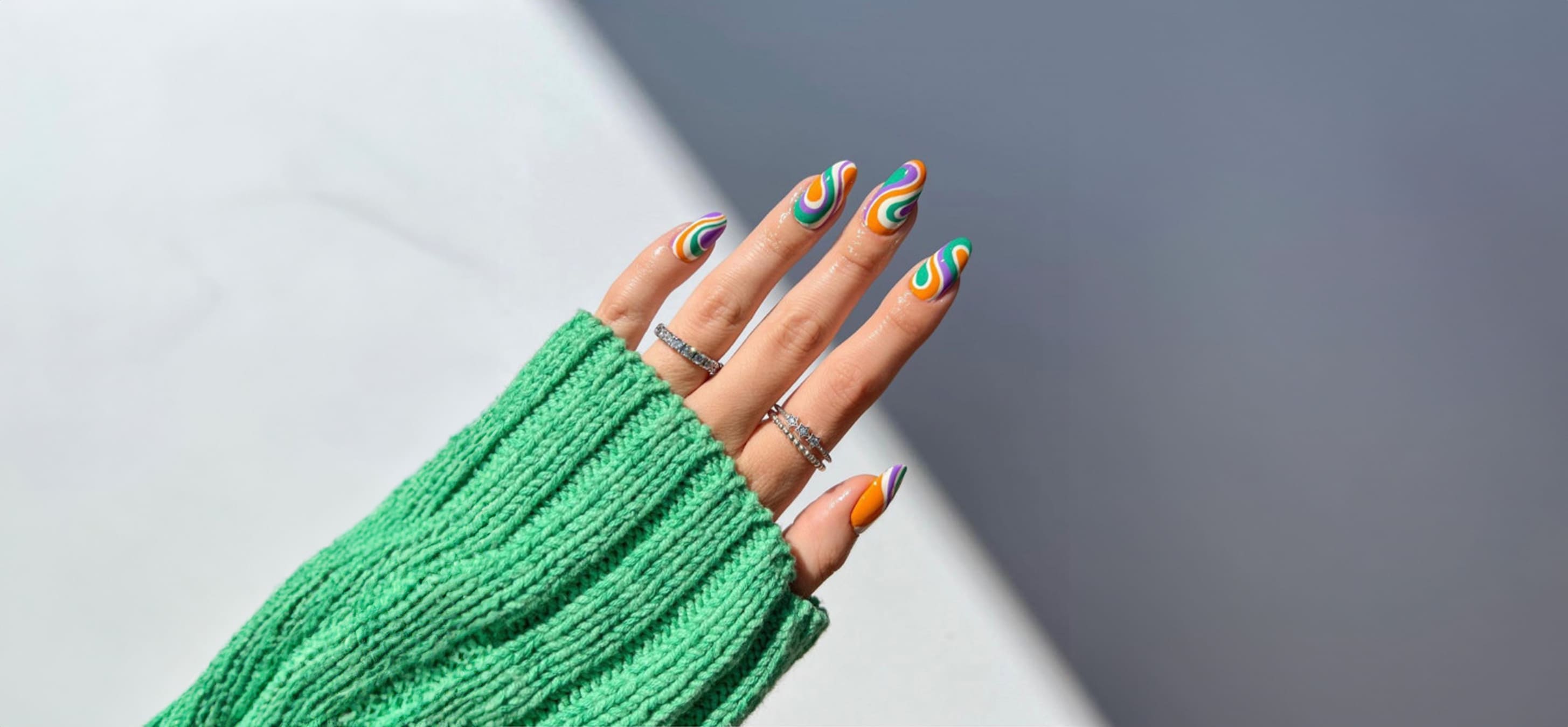 Psychedelic Pattern for Almond Nails