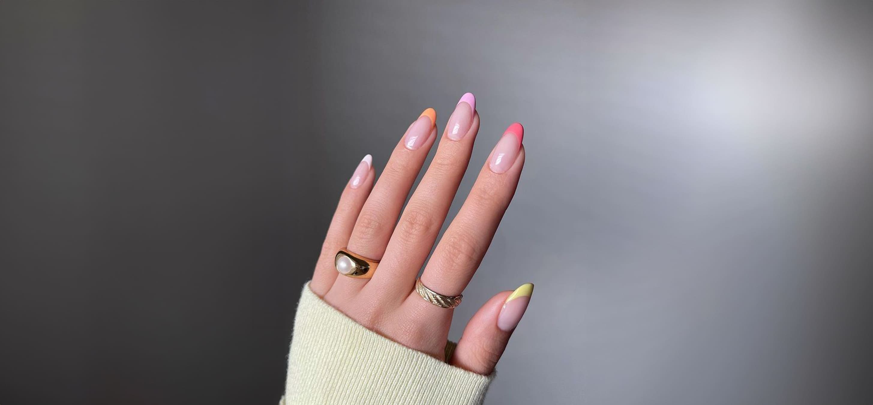 Vibrant French for Almond Nails