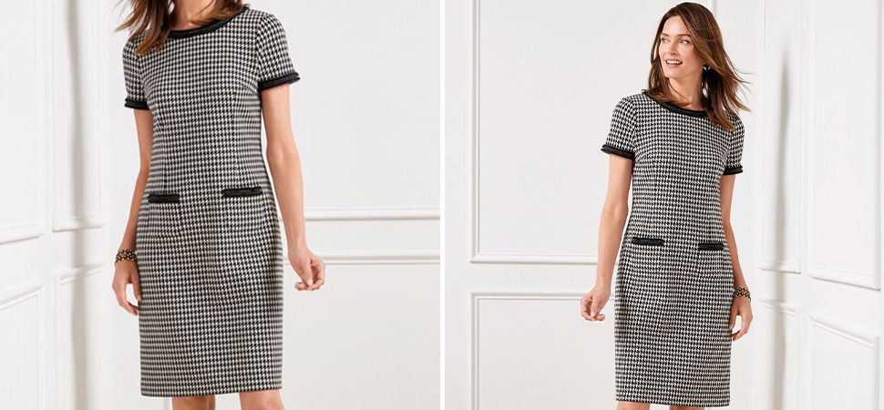 A-Line Ponte Dress - Bold Houndstooth