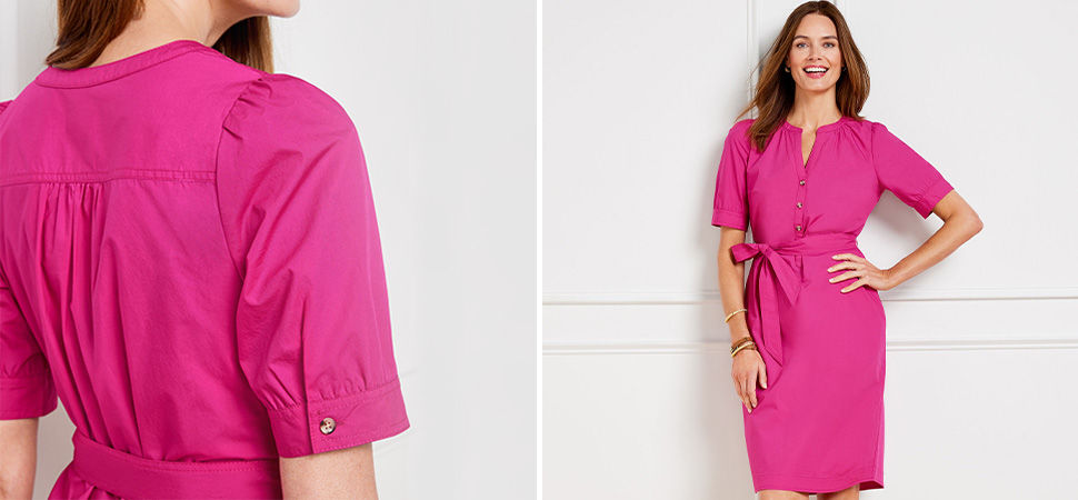 Puff Sleeve Poplin Shirt dress in Winter Formal Dresses