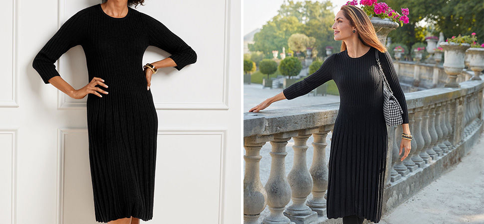 Merino Wool Fit and Flare Sweater Dress