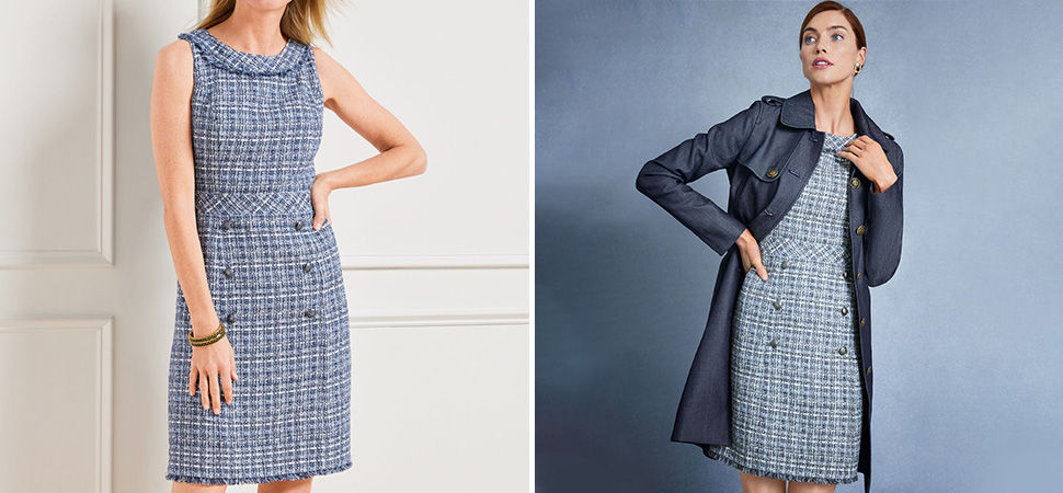 Americana Tweed Shift Dress in Winter Formal Dresses