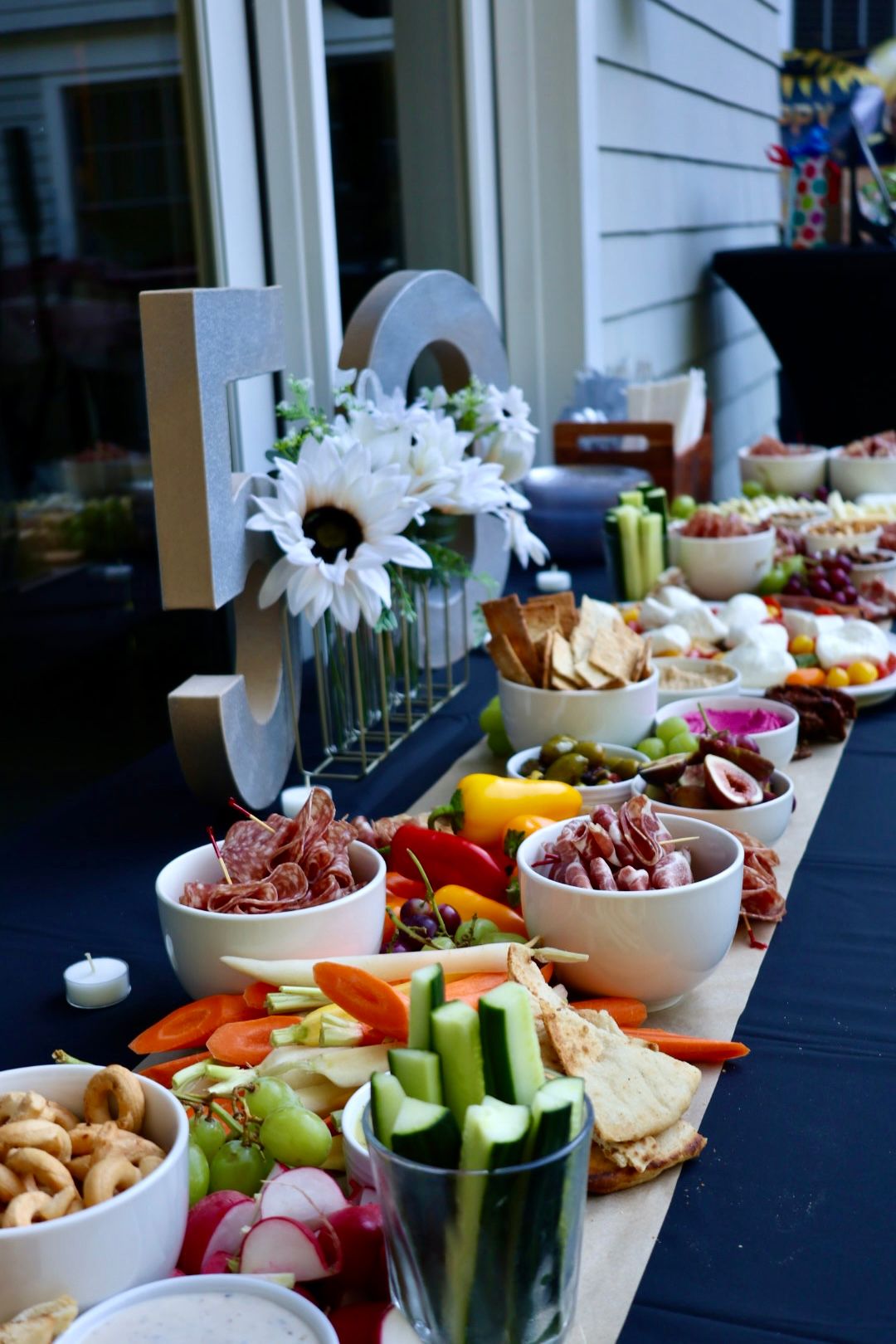 Close-up of grazing table arrangement