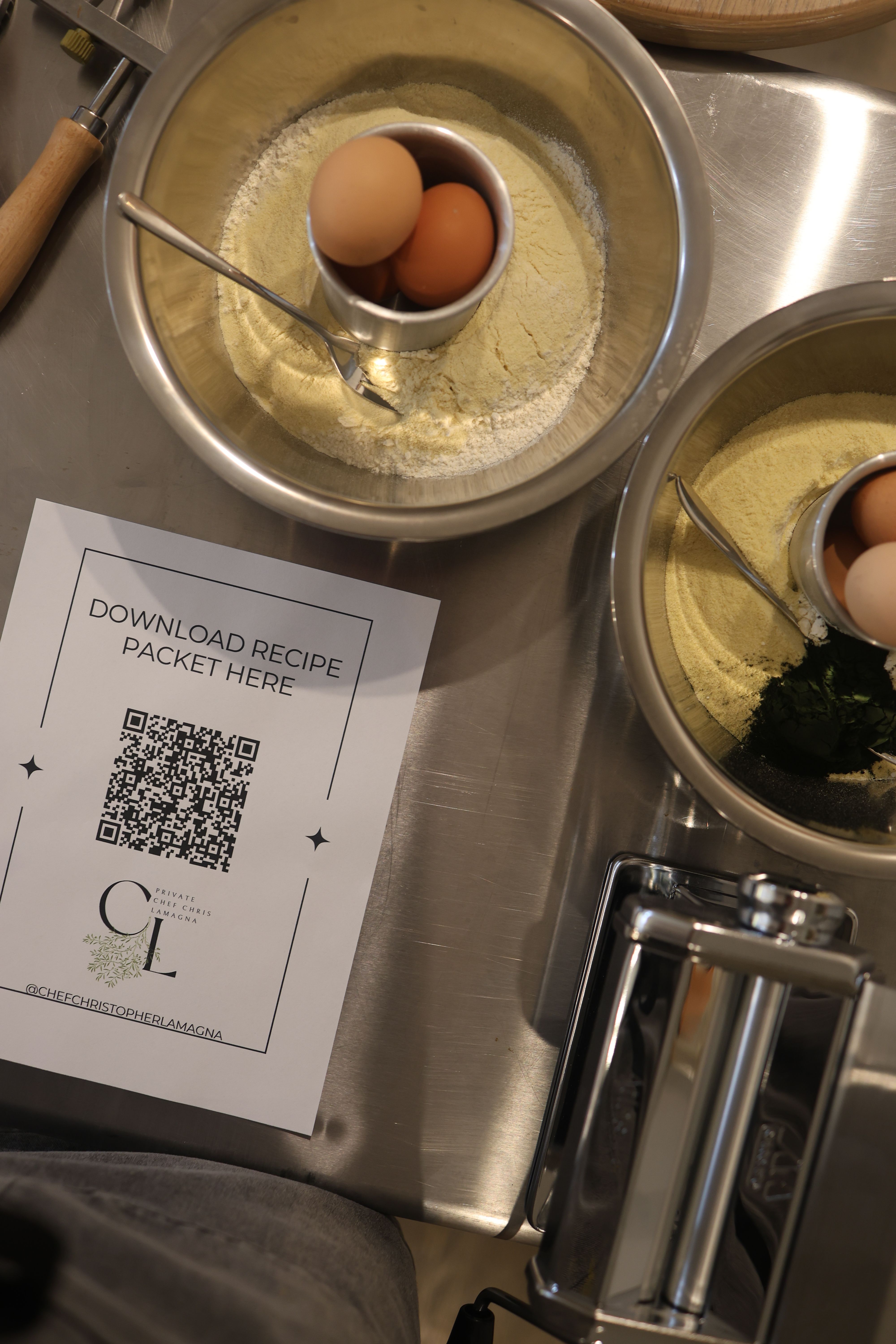 Guests making pasta together at home