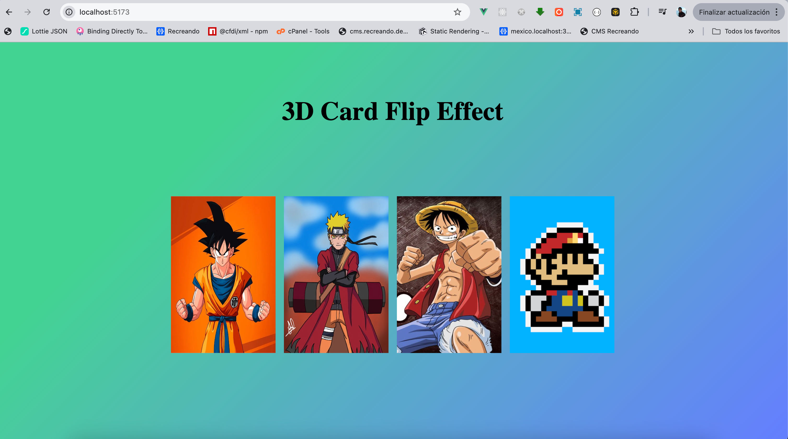 3D Card Flip Effect vue | Recreando