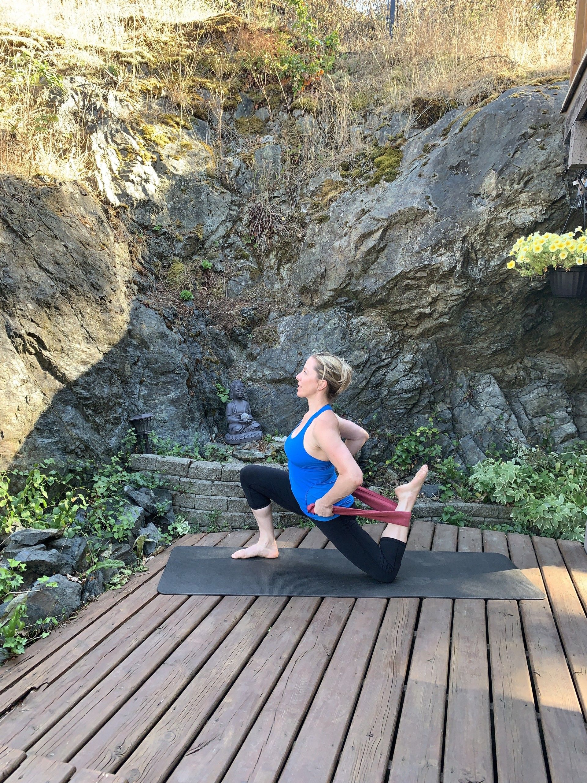 Towel Stretch on the Deck