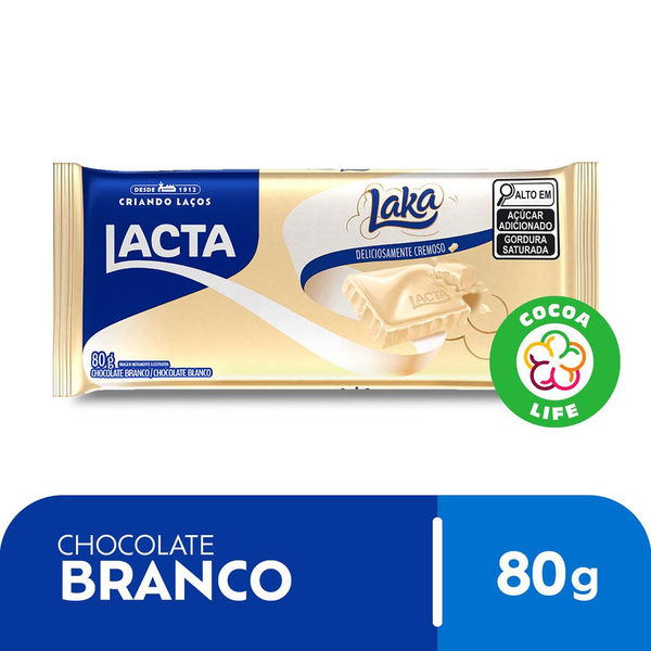 Chocolate Branco Laka 80g - LACTA | Mateus Mais