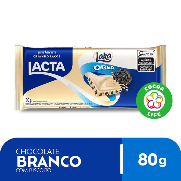 Chocolate Branco Laka Oreo 80g - LACTA | Mateus Mais